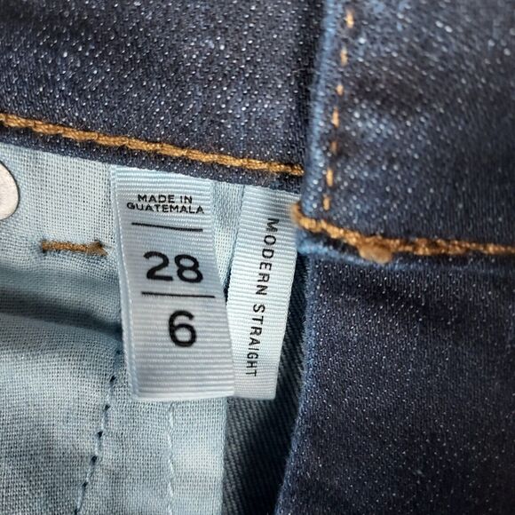 LOFT Women’s Modern Straight Jeans Size 6 28 Dark Wash Denim Classic Mid Rise - Picture 5 of 10